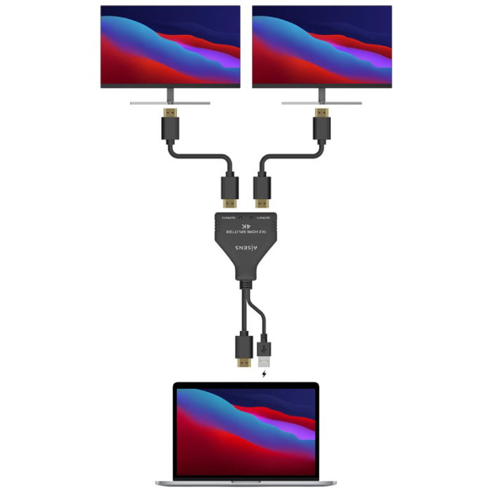 Aisens Duplicador HDMI 1x2 4K@30Hz A123-0654 Negro